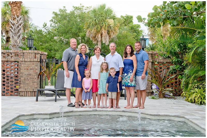 Family Portrait by pool in Clearwater Beach House