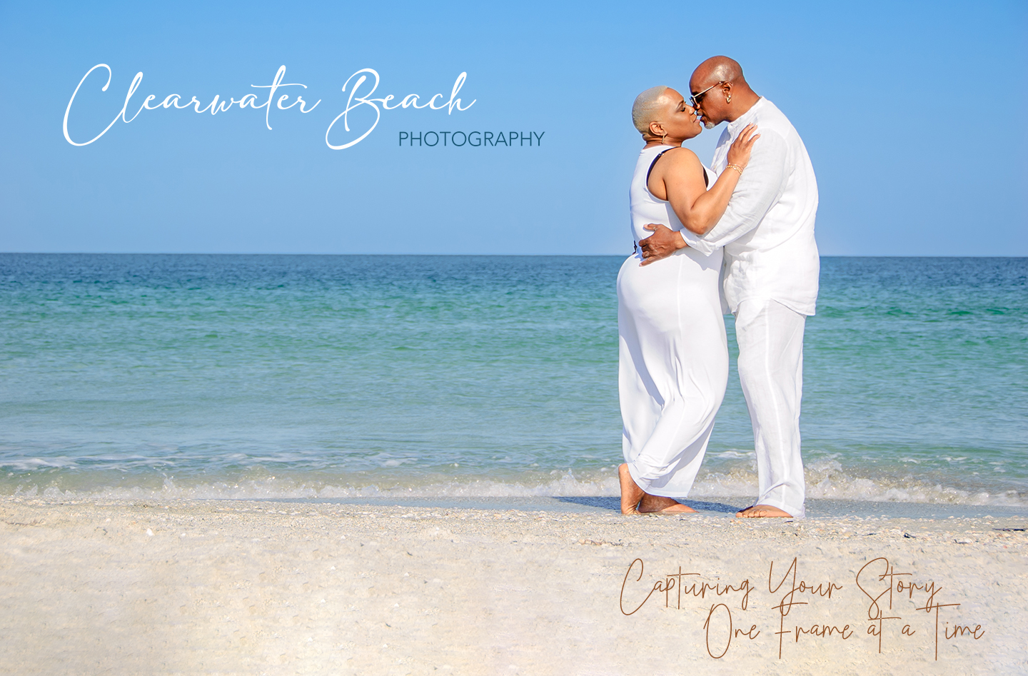 Clearwater Beach Photography photo of couple kissing by water