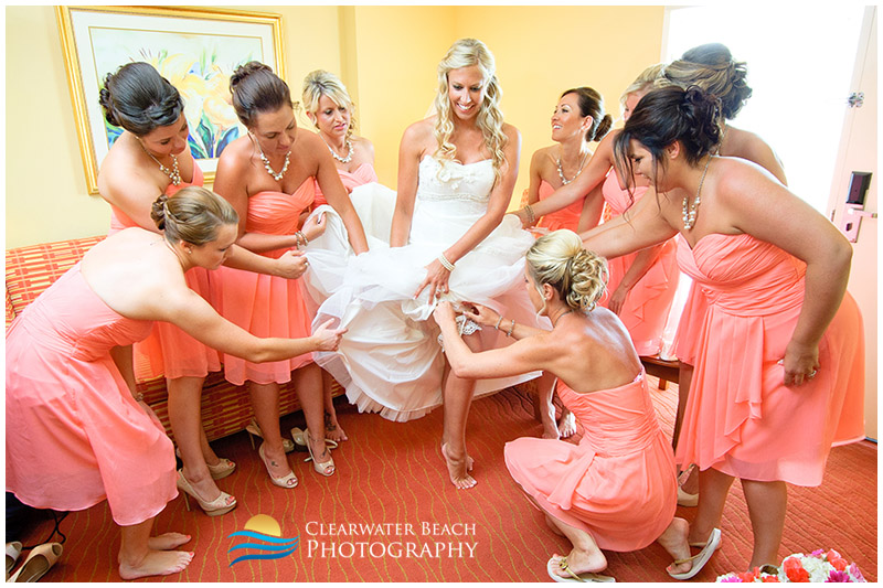 Clearwater Beach Wedding Portrait of Bridesmaids in Hotel