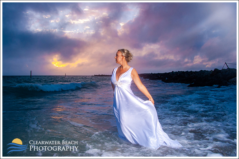 Clearwater Beach Wedding Portrait of Couple Kissing