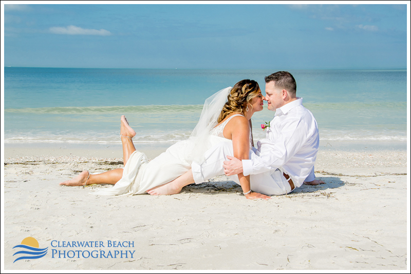 Clearwater Beach Wedding Photography of Couple in Sand