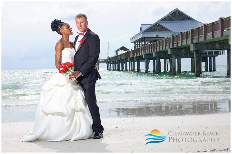 Clearwater Beach Wedding Portrait of Couple near Pier 60