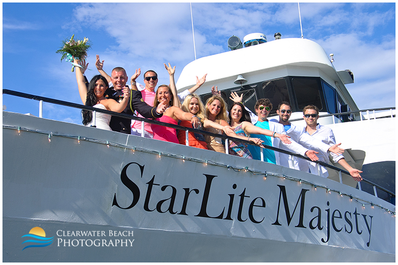 Clearwater Beach Wedding Photography of Guests on Boat