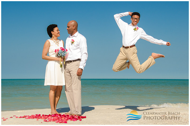 Clearwater Beach Wedding Portrait of Boy Jumping