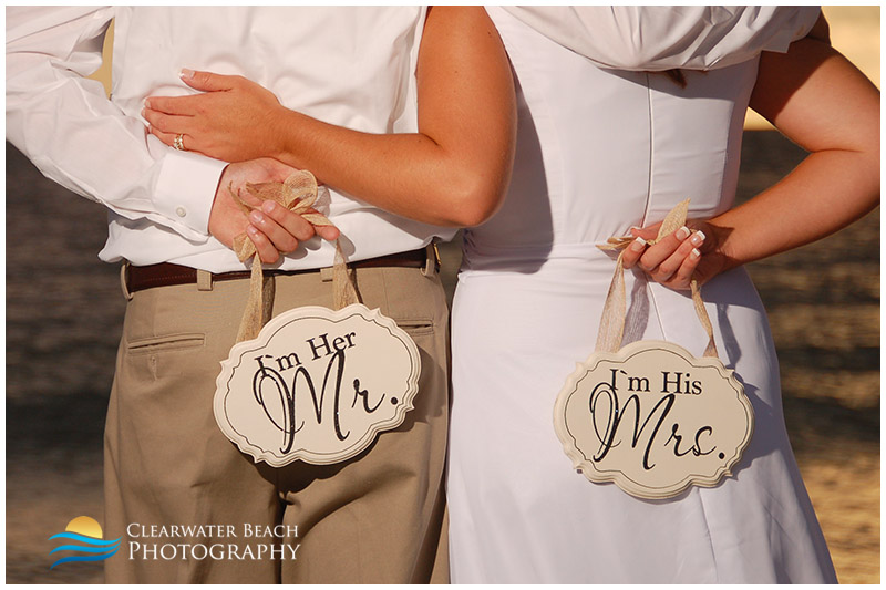 Clearwater Beach Wedding Photo of Mr. and Mrs. Sign
